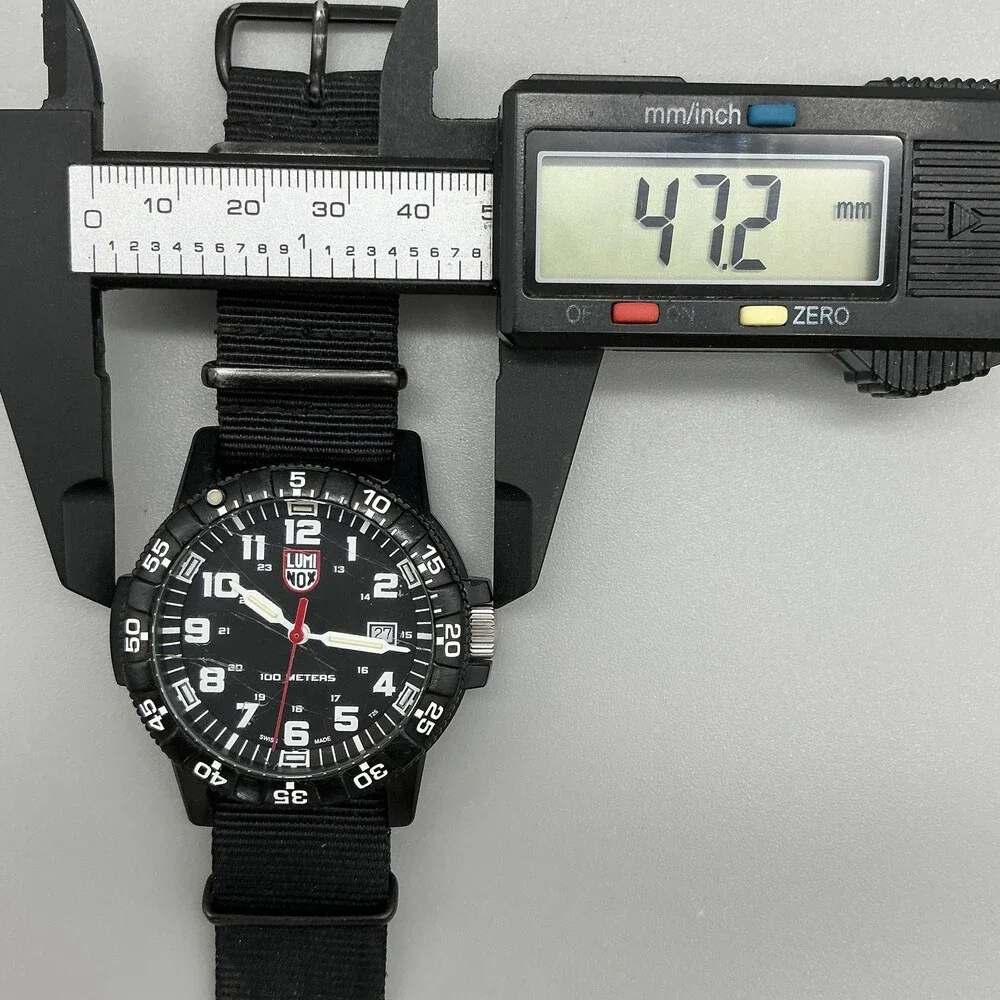 Luminox Mens Watch 47mm Black Dial 100M Date Carbon Case Swiss New Battery